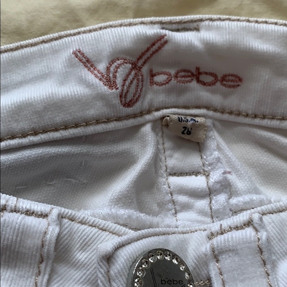 BEBE WHITE  CORDUROY   STRECH FLARE PANTS - Picture 2 of 6